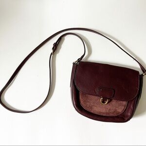Frye Maroon Leather Saddle Crossbody Bag
